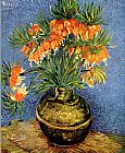 Vase Canvas Paintings - Still Life with imperial crowns in a bronze vase